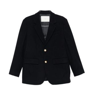 Dunst Blazers, female, Black, Size: L Blue Wool Single-Breasted Jacket