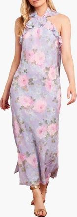 Needle & Thread Camilles Garden Halter Neck Ankle Gown in Lavender at Nordstrom, Size 8