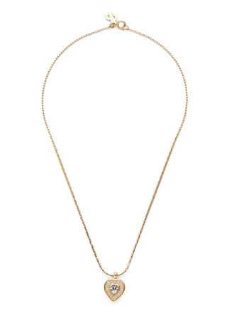 Dior 1990s-2000s heart rhinestone necklace - women - Rhinestone/Gold Plated - One Size