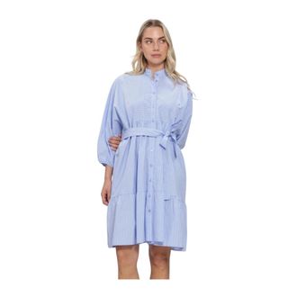 Minus Msrikke Jurk - Dames - Jurken - Blauw - Maat: Xl/2Xl Katoen