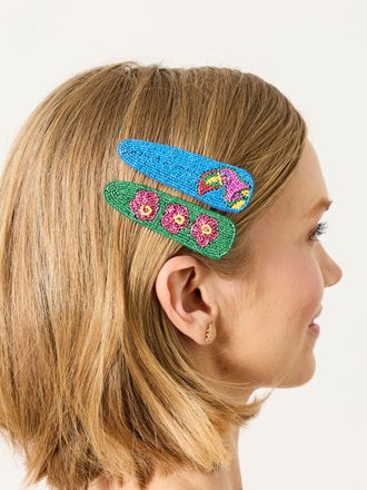 Fat Face FatFace Multi 2 Pack Tropical Beaded Hair Slides