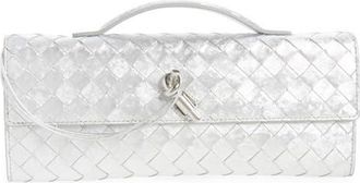 Bottega Veneta Andiamo Intrecciato Satin Clutch in 8101 Silver /Silver at Nordstrom
