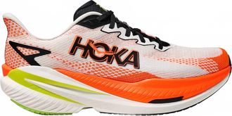 Hoka One One Mens Mach X 3 Running Shoes In White / Neon Tangerine