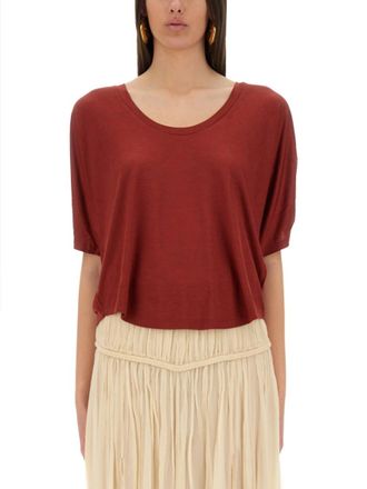Isabel Marant Red Solid Scoop Neck Top