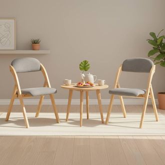 SoBuy Set of 2 Ergonomic Backrest Folding Wooden Chair - No Assembly in Light Grey | Size: 2 Pack