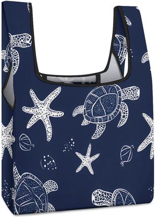 Generic Sea Turtle Reusable Shopping Bags Lightweight Foldable Grocery Bag Polyester Washable Tote Bag