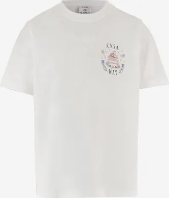 Casablanca Mens Cotton T-Shirt White Organic T-Shirts And Polos