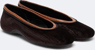 Dries Van Noten Leather-trimmed velvet ballet flats