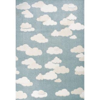 Jonathan Y Designs Hedwig High-Low Youth Cloud Scandi Indoor/Outdoor Area Rug in Blue/ivory at Nordstrom, Size 4Ft 0In X 6Ft 0In