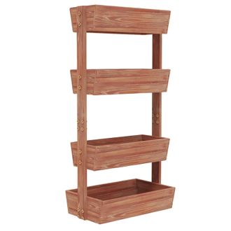 OEM Huerto Elevado De 4 Niveles, Construcci&oacute;n Robusta De Madera De Abeto, Color Marr&oacute;n