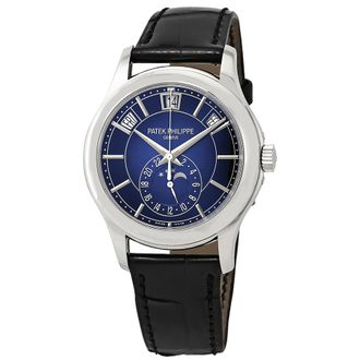 Patek Philippe Pre-owned Patek Philippe Complications Blue Sunburst Dial Mens Watch 5205G-013