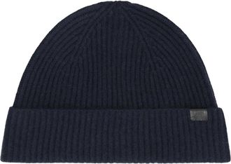 BOSS ribbed beanie hat - men - Virgin Wool/Cashmere - One Size - Blue