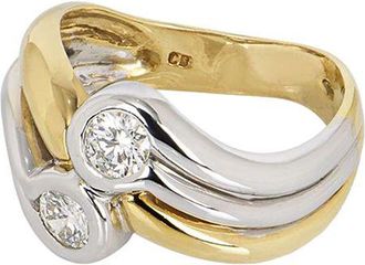 Bespoke 18ct yellow gold, white gold & white diamond dress ring 52EU