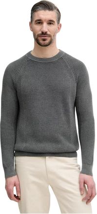 Benetton Trui met ronde hals van ribgebreide stof - Heren - Ronde hals truien - Grijs - M - Katoen - Truien & Vesten