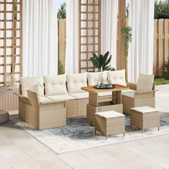 vidaXL Vidaxl - Conjunto De Sof&aacute; De Jard&iacute;n 10 Pcs Beige, Crema 90 X 55 X 71 Cm