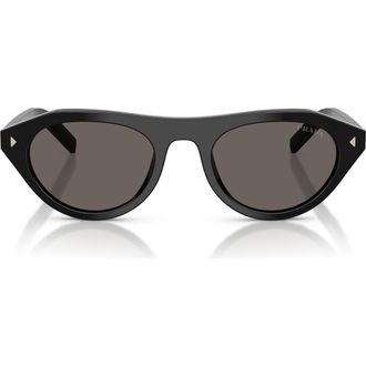Prada 52mm Irregular Sunglasses in Black/Dark Grey at Nordstrom