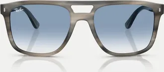 Ray-Ban Occhiali da sole squadrati color grigio havana con lenti blu