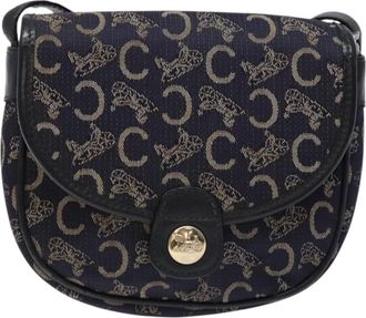 Celine C Navy Canvas Shoulder Bag (Pre-Owned)