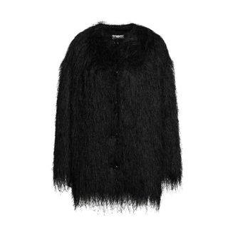 Loulou Studio Faux Fur & Shearling Jackets, female, Black, Size: XS Filipo Oval-Shaped Coat