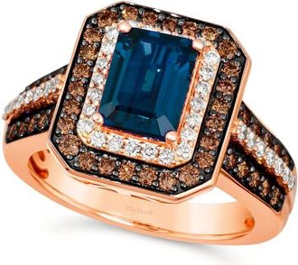 Le Vian Ladies Deep Sea Blue Topaz Rings set in 14K Strawberry Gold