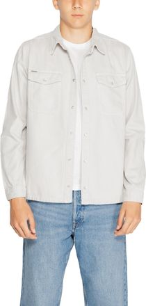 Antony Morato Plain Grey Long Sleeve Cotton Shirt with Button Fastening and Front Pockets