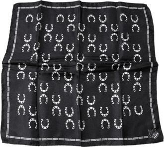 Dolce & Gabbana Pocket Scarves, male, Black, Size: ONE SIZE Horseshoe Silk Square Handkerchief Scarf