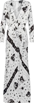 Philipp Plein Long Dress Stars and skull
