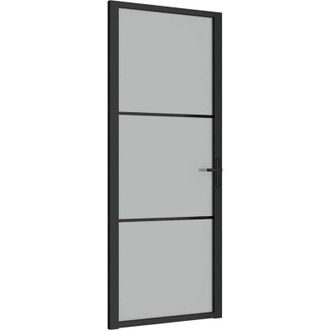vidaXL Vidaxl - Puerta Interior De Vidrio Y Aluminio Negro Mate 83x201,5 Cm