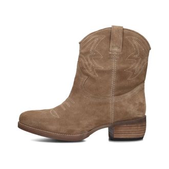 Notre-V Schoenen, Dames, Beige, 36 EU, Leer, Enkellaarsjes Cowboymodel
