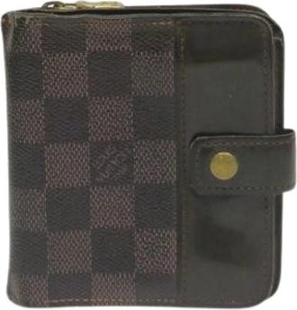 Louis Vuitton Pre-owned Compact Zip Damier Portemonnee - Dames - Vintage Accessoires - Bruin - ONE Size - Vintage