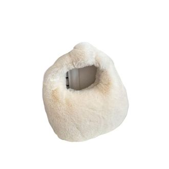 Generic Womens Plush Bags Women Warm Plush Furry Coin Purses Half Moon Bag Wrist Bags(Ivory)