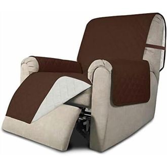 OEM Funda Para Sill&oacute;n Reclinable, Reversible, Impermeable, Con Correas El&aacute;sticas - Se Adapta A Sillones Reclinables De 22 Pulgadas, Color Caf&eacute;/marfil