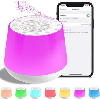 OEM M&aacute;quina De Sonido 3 En 1 Con Luz Nocturna De 7 Colores Y 32 Sonidos Relajantes, Temporizador Y Funci&oacute;n De Memoria, Port&aacute;til Para Dormir En Casa, Ofici