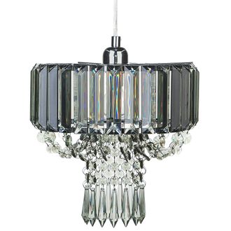 Beliani Beliani - L&aacute;mpara De Techo De Hierro Gris 83 Cm Cristal Decorativo Acabado Brillante Glam Adorn