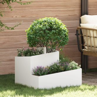 Berkfield Home Plastic Planter White Plastic Medium Decorative Inlays
