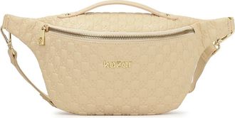 Kazar Beige leren nier met reli&euml;f van monogrammen - Dames - Heuptassen - Beige - ONE Size - Leer - Tassen