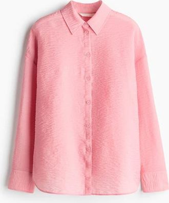 H&M Oversized Shirt in Pink at Nordstrom, Size X-Small