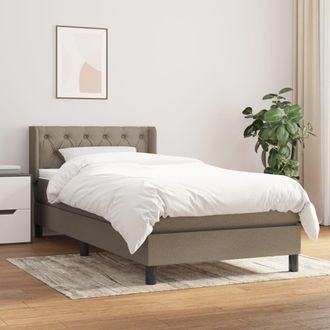 vidaXL Cama Box Spring Con Colch&oacute;n Tela Gris Taupe 80x200 Cm Vidaxl