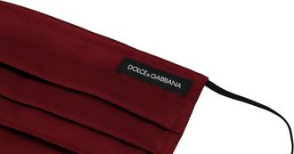 Dolce & Gabbana Womens Maroon Silk Pleated Elastic Ear Strap One Size Face Mask Accessory