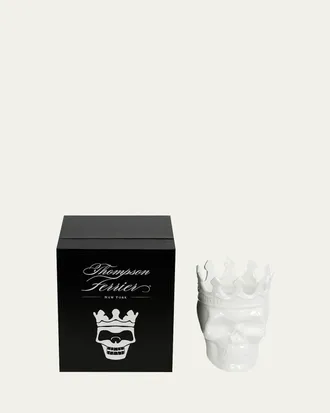 Thompson Ferrier White Louise Skull Candle, 23.3 oz. - Rose de Vents Scent