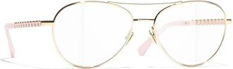 Chanel Glasses, female, Yellow, Size: 54 MM Pilot Eyeglasses
