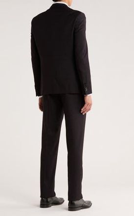 Soul of London Tonal Plaid Notch Lapel Suit in Black/noir at Nordstrom Rack, Size 36