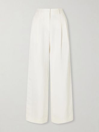 TWP Pantaloni A Gamba Larga Spalmati Con Righe E Pinces Sulli - Bianco