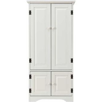 Costway Mobile Multiuso, Armadio da Soggiorno, Credenza da Cucina in Legno, con 4 Ripiani, 58,5 x 31,4 x 123cm Nero - Costway