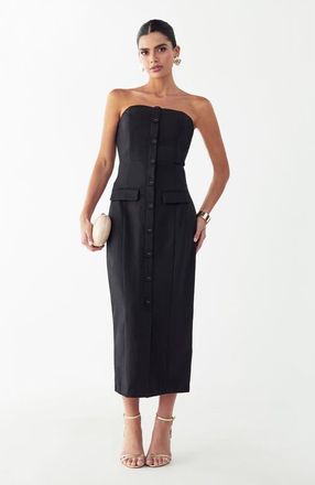 Willa Vale Midi Dress in Black at Nordstrom, Size 14