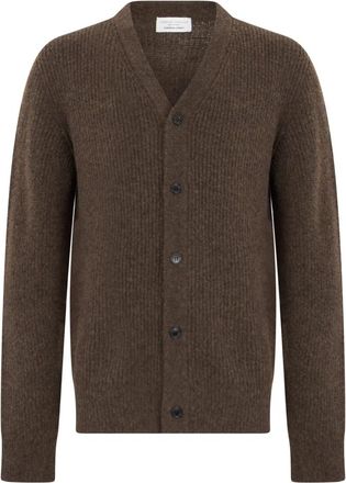 Roberto Collina Cardigan van wolmix - Heren - Vesten - Bruin - XL - Wol - Truien & Vesten