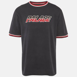 Palace Navy Blue Logo Embroidered Jersey Crew Neck T-Shirt