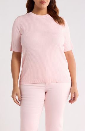 Jones New York Sutton Crewneck Short Sleeve Sweater in Petal Pink at Nordstrom, Size 1 X