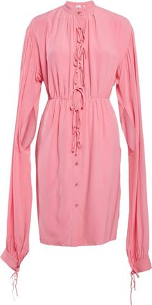 Burberry silk tie-detail mini dress - Pink