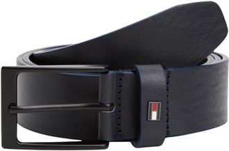 Tommy Hilfiger Mens 3.5 cm Layton Leather Belt, Blue (Space Blue), 33.5 inches